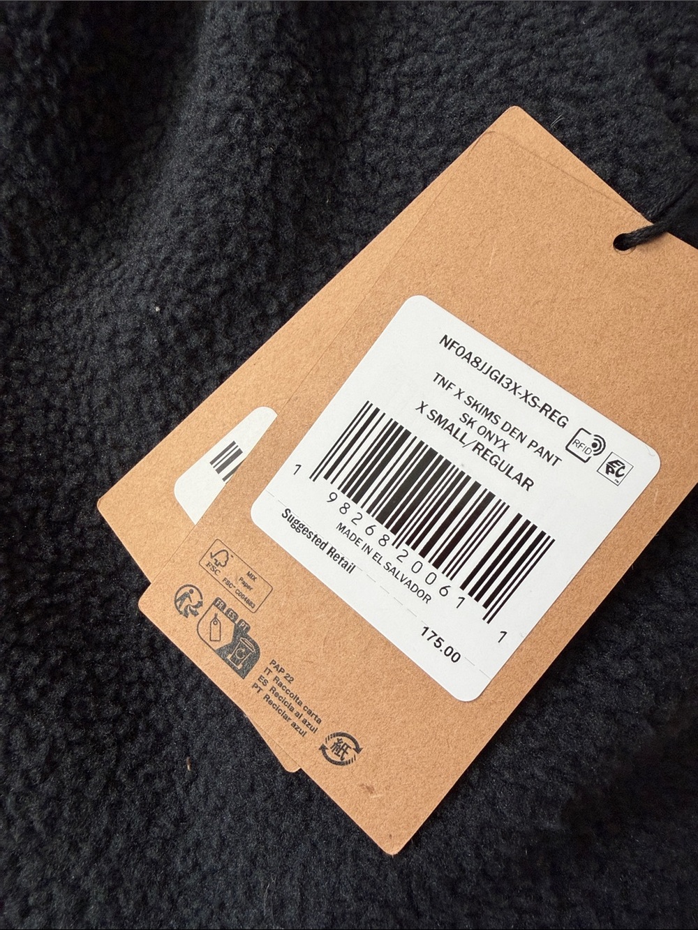 SKIMS x The North Face Denali Pant – Onyx – Size XS Regular – New - Picture 5 of 6